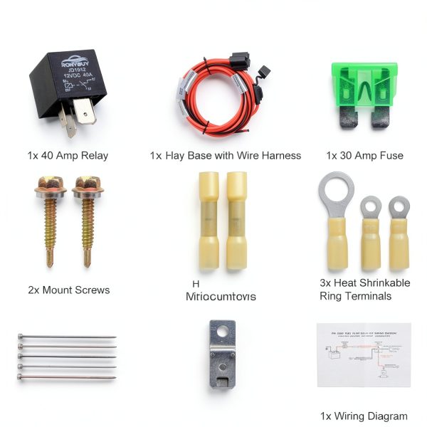 Ronybuy 40A Heavy Duty Waterproof Fuel Pump Relay Kit with Fuse,-2