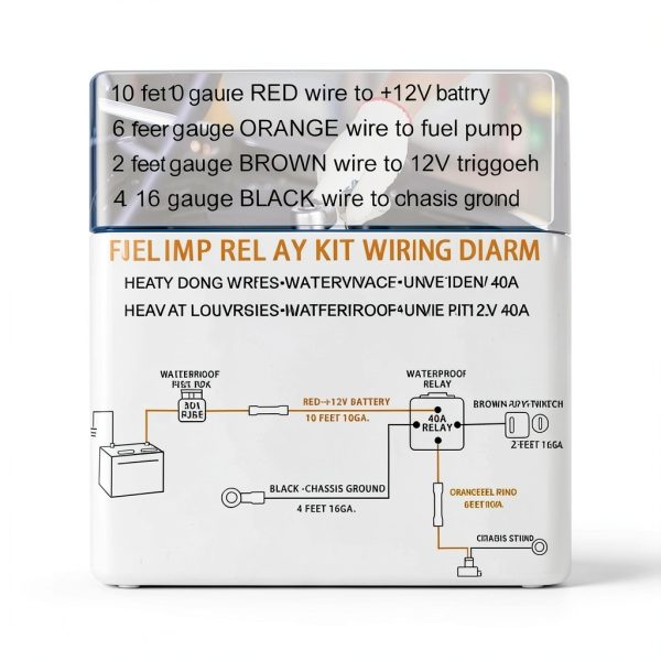 Ronybuy 40A Heavy Duty Waterproof Fuel Pump Relay Kit with Fuse,-3