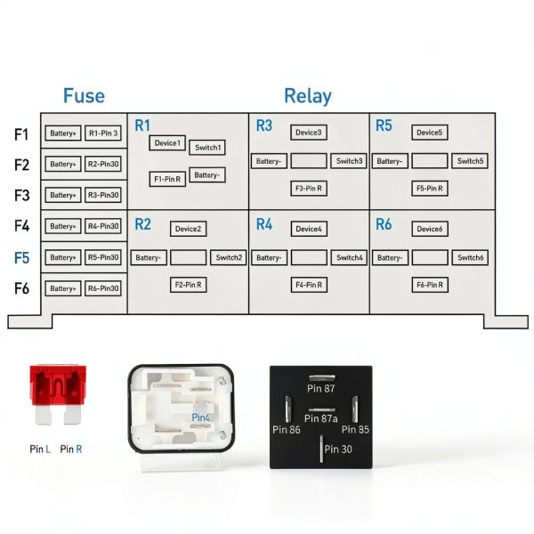 Nilight Relay Box with Fuse Block 6 Slot Wall Mount 40A Waterproof-7