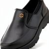 HISEA Non Slip Work Shoes for Men, Water & Oil Resistant Leather Slip on Kitchen Shoes, Comfortable Mens Slip Resistant Chef Shoes for Restaurant Food Service, Lightweight Walking Shoes, Black-0