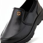HISEA Non Slip Work Shoes for Men, Water & Oil Resistant Leather Slip on Kitchen Shoes, Comfortable Mens Slip Resistant Chef Shoes for Restaurant Food Service, Lightweight Walking Shoes, Black-0